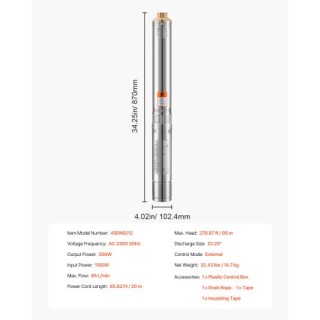 VEVOR Αντλία Υποβρύχιας Γεώτρησης 550W από Ανοξείδωτο Ατσάλι, Βάθος... VEVOR Αντλία Υποβρύχιας Γεώτρησης 550W από Ανοξείδωτο Ατσάλι, Βάθος...