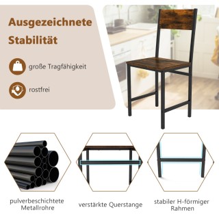 Costway Ρουστίκ Καρέκλες Τραπεζαρίας με Μεταλλικό Πλαίσιο και Ξύλιν...