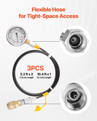 VEVOR Σετ Δοκιμής Υδραυλικής Πίεσης 10/60/160/400/600 Bar (150/900/...