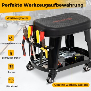 Costway Περιστρεφόμενο Σκαμπό Μηχανικού με Εργαλειοθήκη και Αποσπώμ...