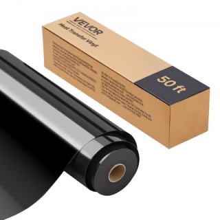 VEVOR Γυαλιστερό Μαύρο Ρολό Βινυλίου Θερμομεταφοράς 304.8 x 15240mm...