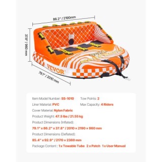 VEVOR Φουσκωτό Τούμπα Θαλάσσης για 1-4 Άτομα - Ρυμουλκούμενο για Σκ... VEVOR Φουσκωτό Τούμπα Θαλάσσης για 1-4 Άτομα - Ρυμουλκούμενο για Σκ...