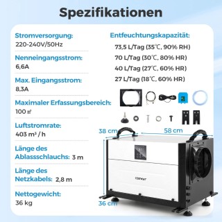 Costway Αφυγραντήρας 3 Λειτουργιών με 24ωρο Χρονοδιακόπτη, Βιομηχαν... Costway Αφυγραντήρας 3 Λειτουργιών με 24ωρο Χρονοδιακόπτη, Βιομηχαν...