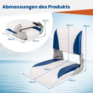 Costway Σετ 2 Αναδιπλούμενων Καθισμάτων Βάρκας με Μαλακή Επένδυση N...