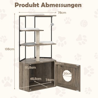 Costway Γραφείο Γατού με Ενσωματωμένο Ντουλάπι & Τρύπα & Ματάκια Κα...