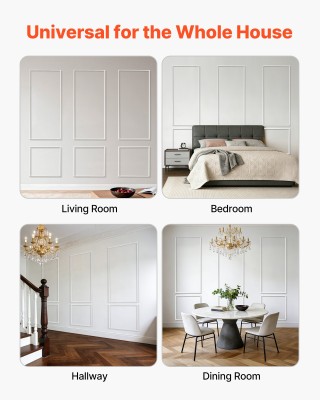 VEVOR Σετ 3 Διακοσμητικών Πλαισίων Τοίχου, Λευκό, 61x137 + 61x61 cm...