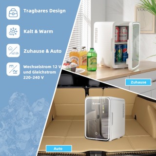 Costway  Πολυλειτουργικό Mini Ψυγείο με Καθρέφτη και Ρυθμιζόμενο Φω...