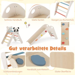 Costway Πτυσσόμενο ξύλινο σετ τριγώνου αναρρίχησης Montessori με σχ...