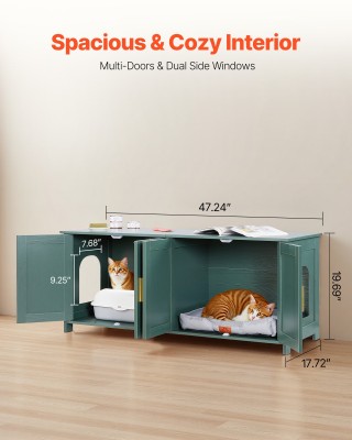 VEVOR  Πράσινη Ξύλινη Ντουλάπα Τουαλέτας με 4 Πόρτες & 2 Εισόδους J...