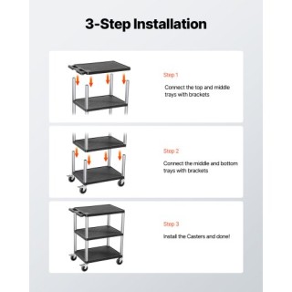 VEVOR Τρόλεϊ Υπηρεσίας 3 Ραφιών 300 lbs με Ρόδες DXSLSYTCXH3CZ9K39V0 VEVOR Τρόλεϊ Υπηρεσίας 3 Ραφιών 300 lbs με Ρόδες DXSLSYTCXH3CZ9K39V0