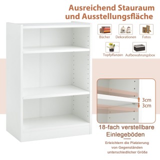Costway Λευκή Βιβλιοθήκη 3 Επιπέδων 50 x 30 x 75 cm CB10458WH
