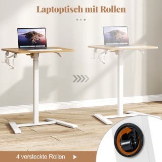 Costway  Ρυθμιζόμενο Βοηθητικό Τραπέζι με Κρυφούς Τροχούς & Επιτραπ...