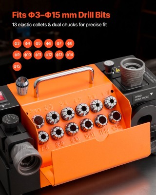 VEVOR Συσκευή Ακονίσματος Τρυπανιών MR-13B, ρυθμιζόμενης γωνίας, 3-...