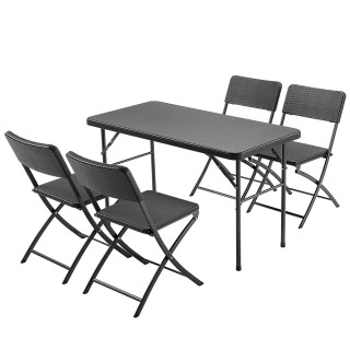 BAKAJI Σετ Τραπέζι + 4 Πτυσσόμενες Καρέκλες Εξωτερικού Χώρου Κήπου... BAKAJI Σετ Τραπέζι + 4 Πτυσσόμενες Καρέκλες Εξωτερικού Χώρου Κήπου...