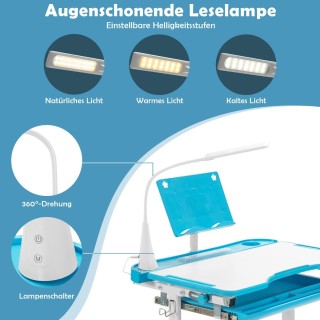 Costway  Παιδικό Σετ Γραφείου με Ρυθμιζόμενο Ύψος και LED Φωτιστικό...