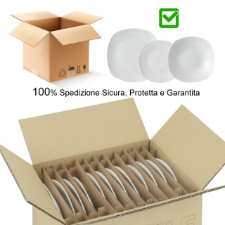 Shally Dogan Σετ Πιάτων 18 Τεμαχίων από Λευκή Πορσελάνη Τετράγωνο Σ...