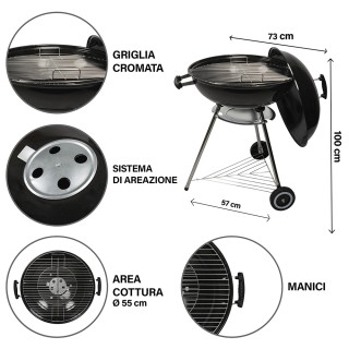 Galileo Μπάρμπεκιου από ανθρακούχο χάλυβα με καπάκι και σύστημα αερ...