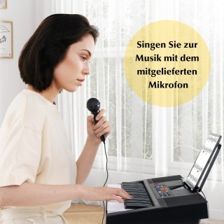 Costway Ηλεκτρονικό Πιάνο-Πληκτρολόγιο 61 Πλήκτρων με 300 Ήχους, 30...