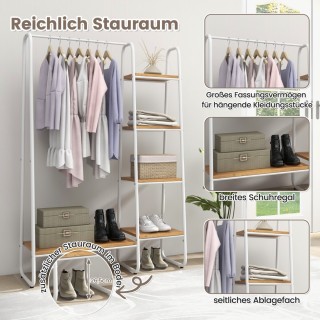 Costway Φορητή Ντουλάπα Ράφι Ρούχων με 5 Ξύλινα Ράφια 151 x 99,5 x ...