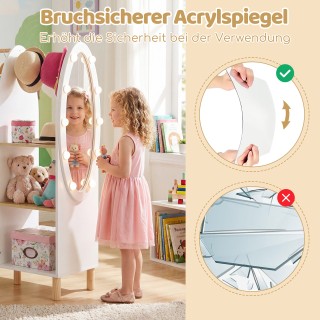 Costway Λευκή παιδική ντουλάπα με φωτισμό, καθρέφτη, ράγα ρούχων, ρ... Costway Λευκή παιδική ντουλάπα με φωτισμό, καθρέφτη, ράγα ρούχων, ρ...