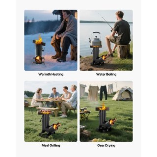 VEVOR Φορητή Ξυλοκαυστή Σόμπα Κάμπινγκ με Τσάντα Μεταφοράς, Μαύρη H...