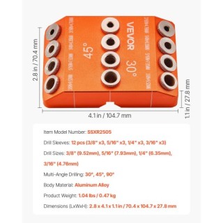 VEVOR Φορητό Οδηγό Διάτρησης 30/45/90 Μοιρών Ακριβείας ZJJDJDZKDXQJ...