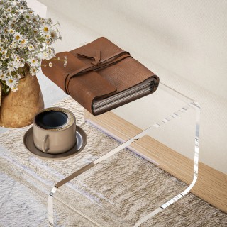 HOMCOM  Χαμηλό Γεωμετρικό Τραπέζι με 2 Επίπεδα από Ακρυλικό με Τριγ...