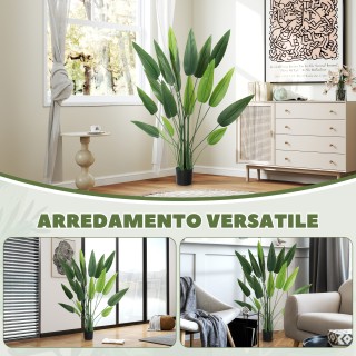 HOMCOM Τεχνητό Φυτό Πουλί του Παραδείσου 140 εκ. με 20 Φύλλα 830-94...