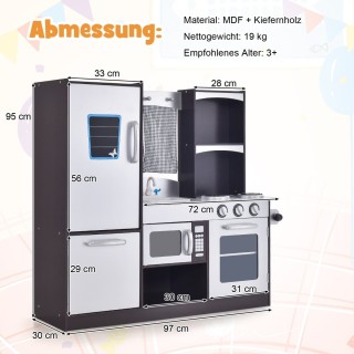 Costway  Σετ Παιδικής Κουζίνας σε Καφέ Απόχρωση με Ρεαλιστικό Σχεδι...