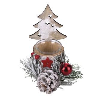 Galileo Χριστουγεννιάτικη βάση κεριών από ξύλο λεύκας Santas House ...