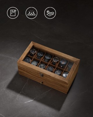 SONGMICS Ξύλινη Θήκη Ρολογιών 12 Θέσεων 34x19x12.5cm με Γυάλινο Καπ... SONGMICS Ξύλινη Θήκη Ρολογιών 12 Θέσεων 34x19x12.5cm με Γυάλινο Καπ...