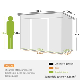 Outsunny Μεταλλικό Κήπο Οικίσιο 272 x 134 x 162/182 cm με Διπλές Συ... Outsunny Μεταλλικό Κήπο Οικίσιο 272 x 134 x 162/182 cm με Διπλές Συ...