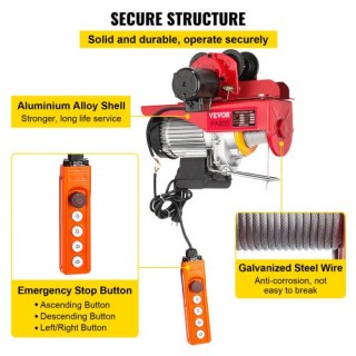 Ηλεκτρικός Γερανός VEVOR 800Kg/1700Lbs 1300W με Τρόλεϊ 12M/40Ft DD... Ηλεκτρικός Γερανός VEVOR 800Kg/1700Lbs 1300W με Τρόλεϊ 12M/40Ft DD...