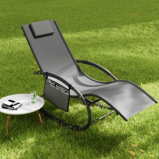 BAKAJI Καρέκλα Κήπου Κουνιστή Βαρύτητας Μηδέν Ξαπλώστρα Γκρι Textil...