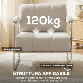 HOMCOM Πολυθρόνα Σαλονιού και Καρεκλάκι Υπνοδωματίου από Μαλακή Σεν...