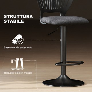 HOMCOM Σετ 2 Σκαμπό Μπαρ Αναπνεύσιμα με Ύφασμα Απομίμησης Λινού και...