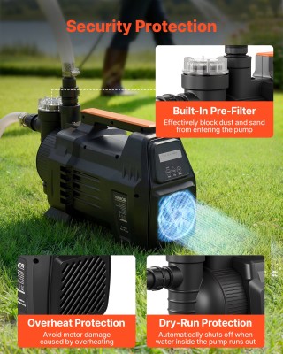 VEVOR Ηλεκτρονική Αντλία Επιφανείας Jet 1300W για Πηγάδι και Κήπο, ...
