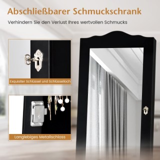 Κοσμηματοθήκη με Ολόσωμο Καθρέφτη και Κλειδαριά 45 x 37 x 160cm Μαύ...