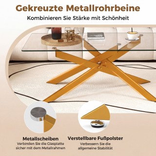 Costway Ορθογώνιο Τραπεζάκι Καφέ από Σκληρυμένο Γυαλί 120 x 60 x 45...