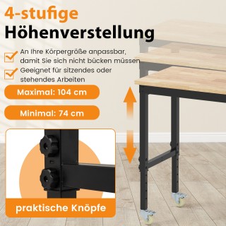 Costway Ρυθμιζόμενος Πάγκος Εργασίας με Ρόδες και 1100 kg Φορτίο με... Costway Ρυθμιζόμενος Πάγκος Εργασίας με Ρόδες και 1100 kg Φορτίο με...