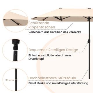 Costway Διπλή Ομπρέλα με Μανιβέλα & UV Προστασία, Μπεζ NP12227BE Costway Διπλή Ομπρέλα με Μανιβέλα & UV Προστασία, Μπεζ NP12227BE