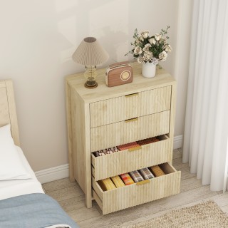 HOMCOM Συρταριέρα με 4 αυλακωτά συρτάρια και χρυσές λαβές, 70x38x93... HOMCOM Συρταριέρα με 4 αυλακωτά συρτάρια και χρυσές λαβές, 70x38x93...