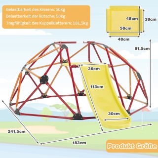 Costway Πολύχρωμο Θολωτό Αναρριχητικό με Τσουλήθρα & Υφασμάτινη Πλ... Costway Πολύχρωμο Θολωτό Αναρριχητικό με Τσουλήθρα & Υφασμάτινη Πλ...
