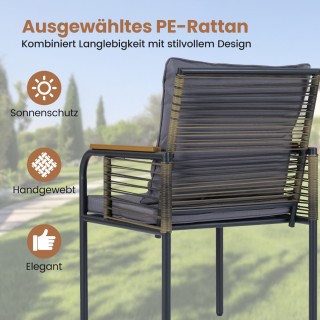 Costway Σετ Κήπου Τριάδας από Ρατάν, Πρακτικό Υπαίθριο Σετ με Μαξιλ...