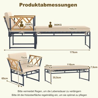 Costway Σετ 2 Πολυθρόνες Κήπου Εξωτερικού Χώρου με Μεταλλικό Σκελετ...