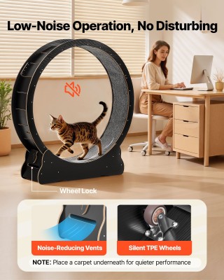 VEVOR Μαύρος Ξύλινος Τροχός Άσκησης για Γάτες με Χαλί, 132cm MZMPBJ... VEVOR Μαύρος Ξύλινος Τροχός Άσκησης για Γάτες με Χαλί, 132cm MZMPBJ...