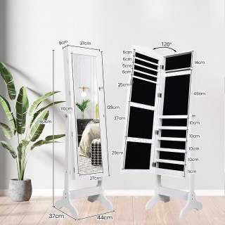 Κοσμηματοθήκη με Ολόσωμο Καθρέφτη και Κλειδαριά 45 x 37 x 160cm Λευ... Κοσμηματοθήκη με Ολόσωμο Καθρέφτη και Κλειδαριά 45 x 37 x 160cm Λευ...