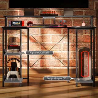 HOMCOM  Αναστρέψιμο γραφείο για υπολογιστή με ηλεκτρικές πρίζες, φώ...