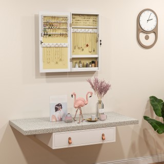 HOMCOM Κρεμαστός Καθρέφτης-Κοσμηματοθήκη με Κλειδιά Ασφαλείας, 36.5...