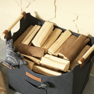 Outsunny Τσάντα από Τσόχα για Ξύλα Τζακιού με Ξύλινες Λαβές, Χωρητι...